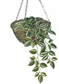 van der Leeden Hangmand - D30 x H15 cm - gevlochten - hangende plantenbak - aan ketting - hanging basket