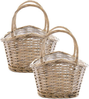 van der Leeden Hengselmand Wilg ? 32 x 18 x 22 cm - 2x - handgevlochten - Plantenmand - bloemenmand - mand