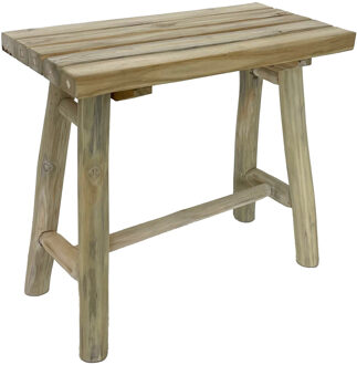 van der Leeden Houten bankje - 43 x 21 x 38 cm - naturel - teakhout - zitbankje - krukje - bijzetkruk