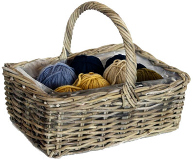 van der Leeden Mand met hengsel - bruin - 40 x 28 x 30 cm - rotan - gevlochten riet - hengselmand