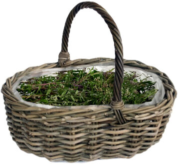 van der Leeden Mand met hengsel - bruin - 46 x 39 x 18 cm - rotan - gevlochten riet - hengselmand