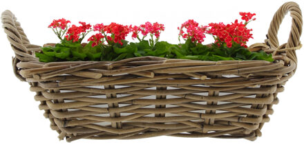 van der Leeden Mand met hengsels - bruin - 37 x 22 x 12 cm - rotan - gevlochten riet - mand - opbergen