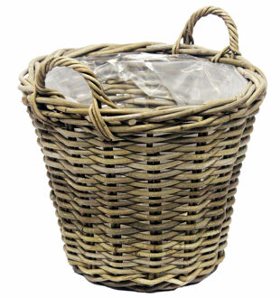 van der Leeden Opbergmand met hengsels - rotan gevlochten - D30 x H23 cm - opbergen