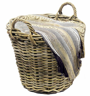 van der Leeden Opbergmand met hengsels - rotan gevlochten -D42 x H32 cm - opbergen - mand