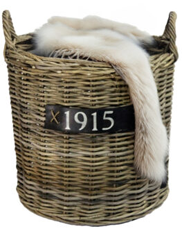 van der Leeden Opbergmand - op wieltjes - bruin - rond - D50 x H50 cm - rotan - gevlochten riet - mand