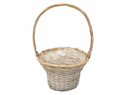 van der Leeden Paasmand met hengsel - bruin - D35 x H56 cm - rotan - gevlochten riet - hengselmand