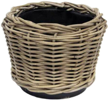 van der Leeden Planten/bloemen mand - rotan - gevlochten riet - D27 x H22 cm - drypot - plantenpot