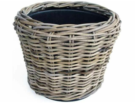 van der Leeden Planten/bloemen mand - rotan - gevlochten riet - D33 x H24 cm - drypot - plantenpot