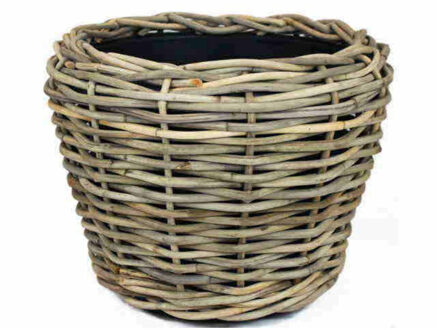 van der Leeden Planten/bloemen mand - rotan - gevlochten riet - D47 x H35 cm - drypot - plantenpot