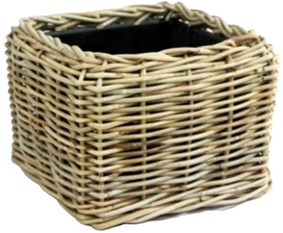 van der Leeden Planten/bloemen mand - vierkant - rotan - gevlochten riet - 31 x 31 x 24 cm - drypot