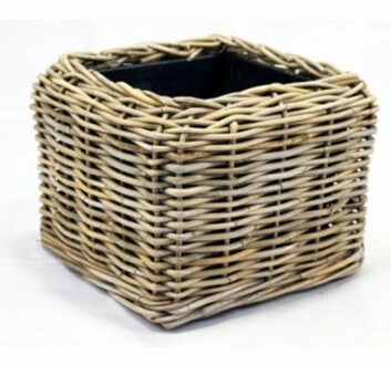 van der Leeden Planten/bloemen mand - vierkant - rotan - gevlochten riet - 38 x 38 x 30 cm - drypot