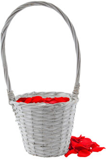 van der Leeden Strooimandje met hengsel - wit - D24 x H19 cm - rotan - gevlochten - bruiloft/huwelijk