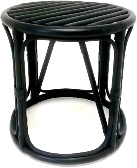 van der Leeden VD Leeden bijzettafel Papasan - D40 x H40 cm - rotan - zwart - krukje/plantverhoger