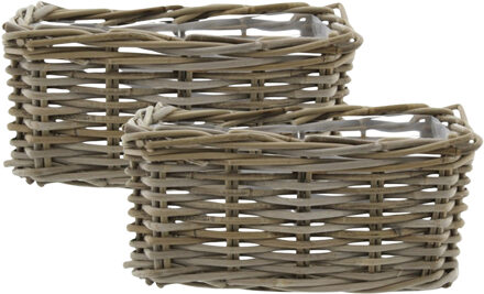 van der Leeden VD Leeden Opbergmand Klassiek - 2x - bruin - rechthoek - 30 x 15 x 15 cm - rotan - gevlochten riet