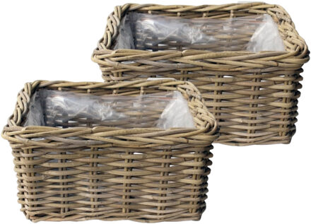 van der Leeden VD Leeden Opbergmand Klassiek - 2x - bruin - rechthoek - 40 x 40 x 20 cm - rotan - gevlochten riet