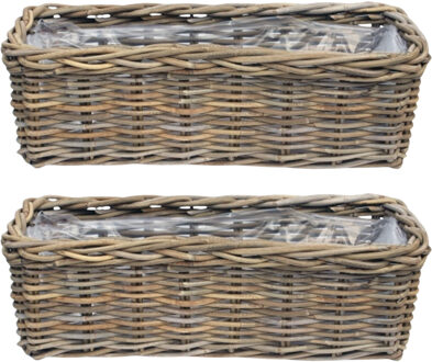 van der Leeden VD Leeden Opbergmand Klassiek - 2x - bruin - rechthoek?- 60 x 23 x 20 cm - rotan - gevlochten riet