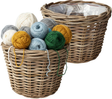 van der Leeden VD Leeden Opbergmand Klassiek - 2x - bruin - rond - 35 x 25 cm - rotan - gevlochten riet