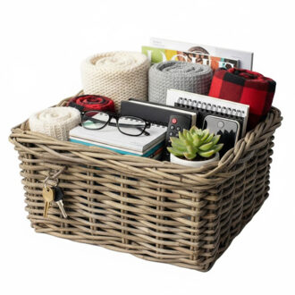 van der Leeden VD Leeden Opbergmand Klassiek - bruin - 30 x 30 x 15 cm - rotan - gevlochten riet