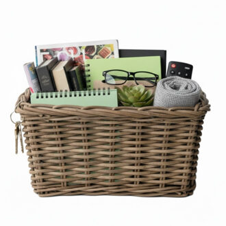 van der Leeden VD Leeden Opbergmand Klassiek - bruin - rechthoek - 40 x 23 x 20 cm - rotan - gevlochten riet