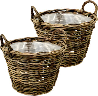 van der Leeden VD Leeden Opbergmand Twijg - 2x - bruin - rond - 40 x 30 cm - gevlochten twijg
