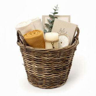 van der Leeden VD Leeden Opbergmand Twijg - bruin - rond - 42 x 32 cm - gevlochten twijg