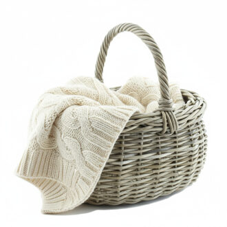 van der Leeden VD Leeden Picknickmand - grijs/bruin - 50 x 40 x 45 cm - rotan - gevlochten riet