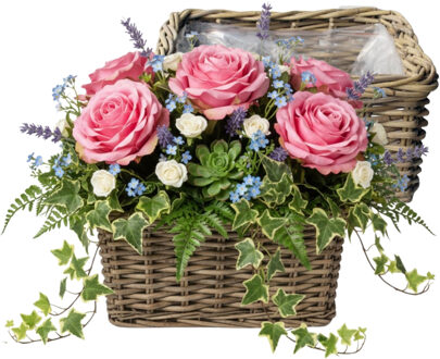 van der Leeden VD Leeden Plantenmand Klassiek - 2x - bruin - rechthoek - 40 x 40 x 20 cm - rotan - gevlochten riet