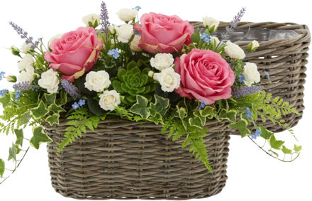 van der Leeden VD Leeden Plantenmand Klassiek - 2x - bruin - rechthoek?- 50 x 20 x 20 cm - rotan - gevlochten riet