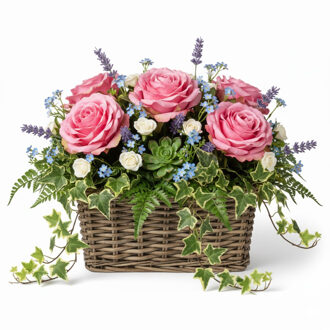 van der Leeden VD Leeden Plantenmand Klassiek - bruin - rechthoek - 39 x 39 x 20 cm - rotan - gevlochten riet