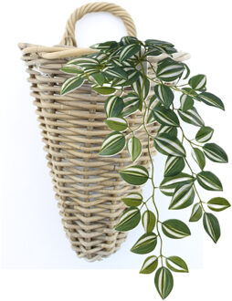 van der Leeden Wandhanger mand - bruin - 25 x 22 x 32 cm - rotan - gevlochten - voor bloemen/planten
