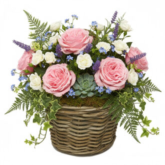 van der Leeden Wandhanger mand - bruin - 38 x 24 x 25 cm - rotan - gevlochten - voor bloemen/planten