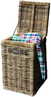 van der Leeden Wasmand met deksel - rotan - handgevlochten - 40 x 40 x 66 cm - riet - wasgoed mand