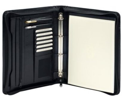 van der Spek Schrijfmap van der Spek 2041 A4 leer ringmechaniek+rits zwrt
