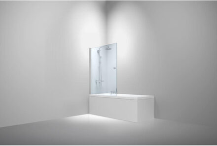 van Rijn badwand 150 cm x 80 cm, 6 mm helder glas incl. glasbehandeling, chromen profiel