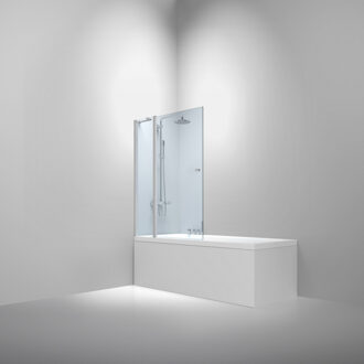 van Rijn Badwand Van Rijn ST02 Klapwand + Vaste Wand 120x150 cm Helder Glas 6 mm Chroom van Rijn