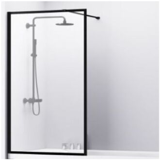 van Rijn Badwand Van Rijn ST04 Helder Glas 8 mm Aluminium Zwart Profiel 80x160 cm