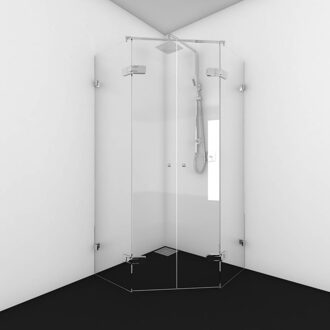 van Rijn Douchecabine Van Rijn Products Vijfhoek Helder Glas Met Dubbele Deur 200x100 cm Ronde Knop van Rijn