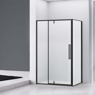 van Rijn Douchecabine Van Rijn ST04 Hoekcabine 6 mm Helder Glas incl. Glasbehandeling Omkeerbaar 120x90x200 cm Mat Zwart van Rijn