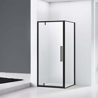 van Rijn Douchecabine Van Rijn ST04 Hoekcabine 6 mm Helder Glas incl. Glasbehandeling Omkeerbaar 90x90x200 cm Mat Zwart van Rijn