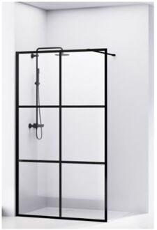 van Rijn Douchewand Van Rijn ST04 Helder Glas 8 mm 6 delen Aluminium Profiel Zwart 110x200 cm