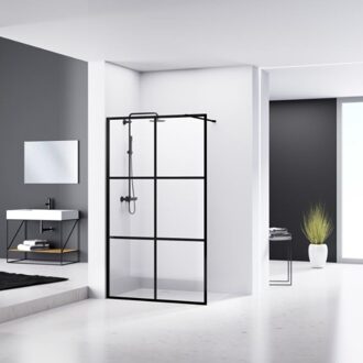 van Rijn Douchewand Van Rijn ST04 Helder Glas 8 mm 6 delen Aluminium Profiel Zwart 90x200 cm van Rijn