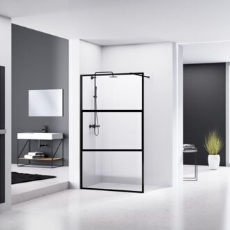 van Rijn Douchewand Van Rijn ST04 Helder Glas 8 mm Aluminium Profiel Zwart 110x200 cm van Rijn