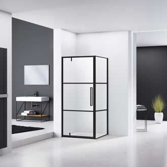 van Rijn Hoek Douchecabine Van Rijn ST04 Helder Glas 100x90x200 cm 6 mm Aluminium Zwart