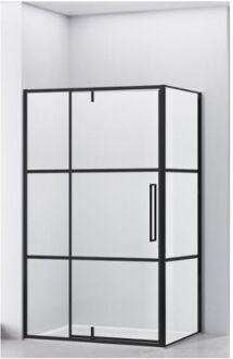 van Rijn Hoek Douchecabine Van Rijn Zijwand 200x120x100 cm 6 mm Helder Glas Aluminium Zwart