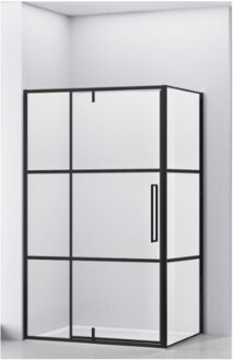van Rijn Hoek Douchecabine Van Rijn Zijwand 200x120x90 cm 6 mm Helder Glas Aluminium Zwart