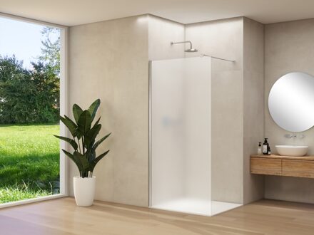 van Rijn Inloopdouche Van Rijn Products ST01 100x200 cm 8 mm Satijnglas Incl. Beslag met Muurprofiel en Stabilisatiestang Chroom