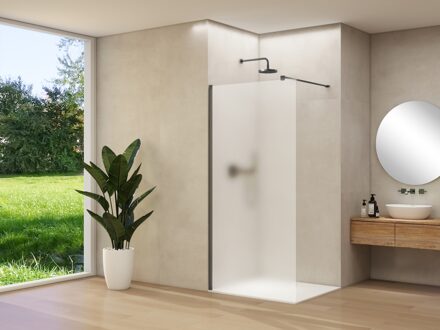 van Rijn Inloopdouche Van Rijn Products ST01 120x200 cm 8 mm Satijnglas Incl. Beslag met Muurprofiel en Stabilisatiestang Geborsteld Gunmetal