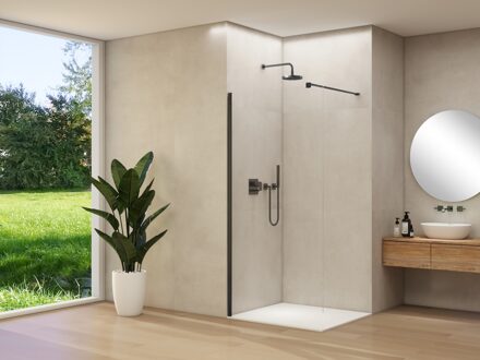 van Rijn Inloopdouche Van Rijn Products ST01 50x200 cm 8 mm Helder Glas Incl. Beslag met Muurprofiel Mat Zwart