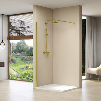 van Rijn Inloopdouche Van Rijn Products Vaste Wand 69-71 x 200 cm Helder Glas en Gouden Muurprofiel van Rijn