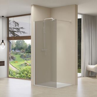 van Rijn Inloopdouche Van Rijn ST01 120x200 cm Rookglas 8 mm Met Stabilisatiestang Wit